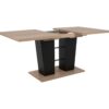 Table extensible L.140 à 180 cm LEXIE imitation chêne et noir
