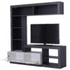 Meuble TV GLEN Blanc et imitation bois noir