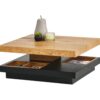 Table basse plateau pivotant TURN Imitation chêne et noir