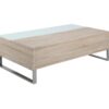 Table basse plateau relevable AZALEA Blanc et imitation chêne