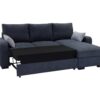 Canapé d'angle convertible méridienne réversible tissu gris foncé BROADWAY