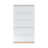 Commode 5 tiroirs LINEA Blanc et imitation chêne