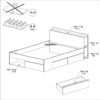 Lit 140x190/200 cm avec rangements PUZZLE imitation noyer et blanc