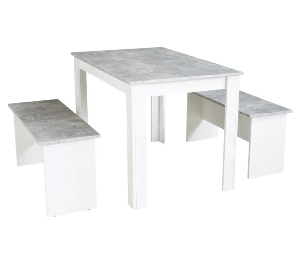 telechargement_6_35706e4b-4e93-45a2-b5e6-c1f0f8081506 Ensemble table à manger et 2 bancs design PASTA Blanc et imitation béton