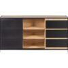 Buffet 1 porte 6 niches OSKAR imitation Chêne et noir