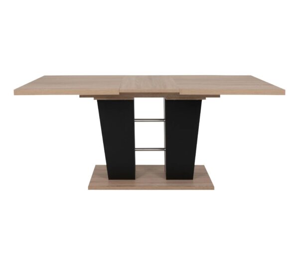 Table extensible L.140 à 180 cm LEXIE imitation chêne et noir