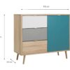 Rangement scandinave ARUBA Chêne, gris, bleu et blanc