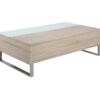 Table basse plateau relevable AZALEA Blanc et imitation chêne