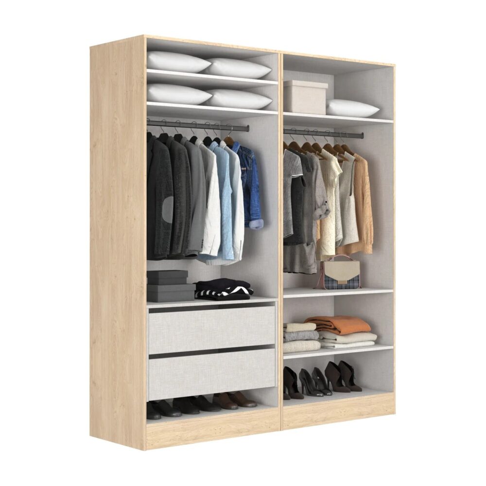 Armoire dressing imitation chêne EXTENSO L.200 compo 3