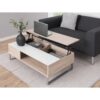 Table basse plateau relevable AZALEA Blanc et imitation chêne