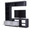 Meuble TV GLEN Blanc et imitation bois noir