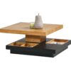 Table basse plateau pivotant TURN Imitation chêne et noir