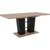 Table extensible L.140 à 180 cm LEXIE imitation chêne et noir