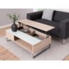 Table basse plateau relevable AZALEA Blanc et imitation chêne