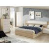 Commode 5 tiroirs LINEA Blanc et imitation chêne