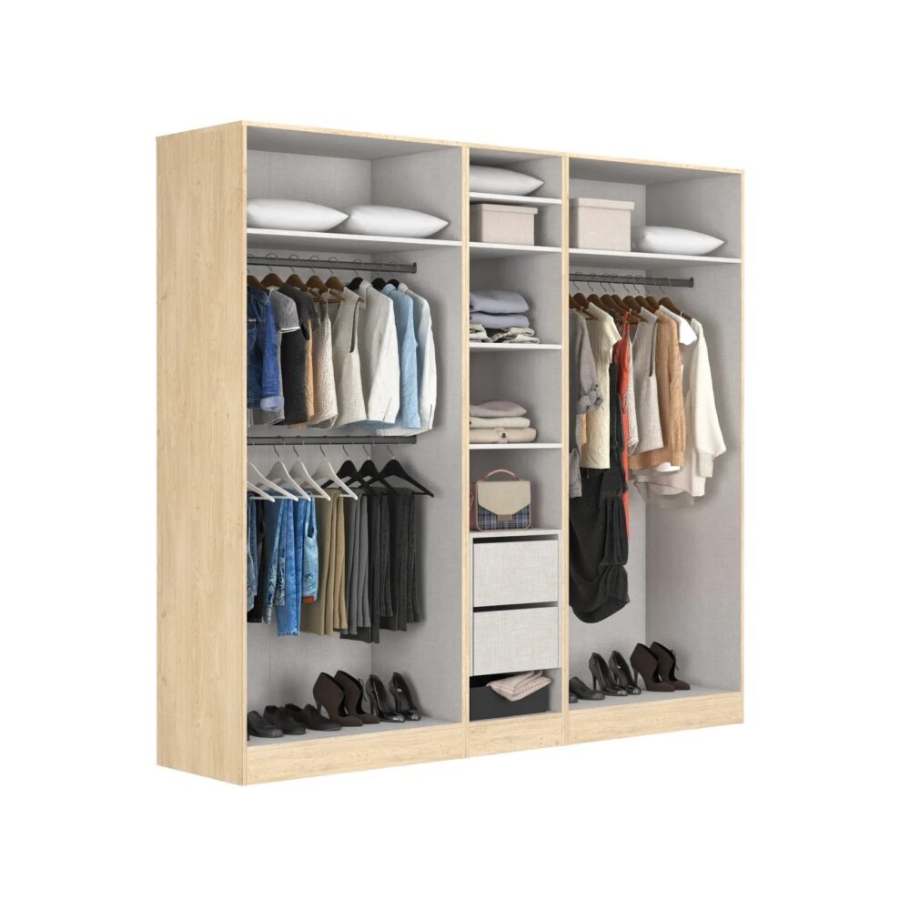Armoire dressing imitation chêne EXTENSO L.250 compo 6
