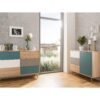 Rangement scandinave ARUBA Chêne, gris, bleu et blanc