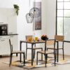 Ensemble table + 4 chaises EDISON Noir et Imitation chêne