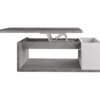 Table basse plateau relevable avec coffre DESPACITO Imitation béton et blanc