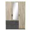 Armoire 3 portes 2 tiroirs L.134 cm READY imitation chêne kronberg et ardoise