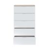 Commode 5 tiroirs LINEA Blanc et imitation chêne