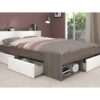 Lit 140x190/200 cm avec rangements PUZZLE imitation noyer et blanc