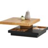 Table basse plateau pivotant TURN Imitation chêne et noir