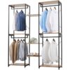 Portant.meuble Rangement Pour Vêtements.penderie Ouverte En Acier+mdf.chêne+noir.165x39.8x204.6cm