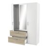 Armoire 3 portes 2 tiroirs L.134 cm READY imitation chêne kronberg et blanc